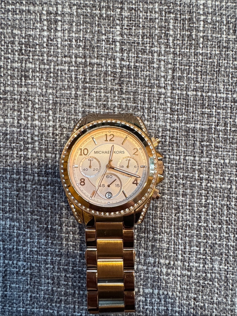 Michael Kors Rose Gold Crystal-Accented Chronograph Watch